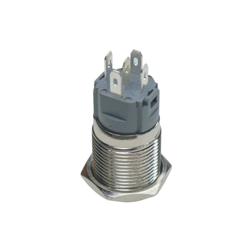 Metal Momentary Push Switch 16mm Waterproof with Ring Green LED 220V