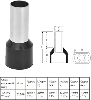 Ferrule Terminal Insulated (Tube type) E25-16 Black