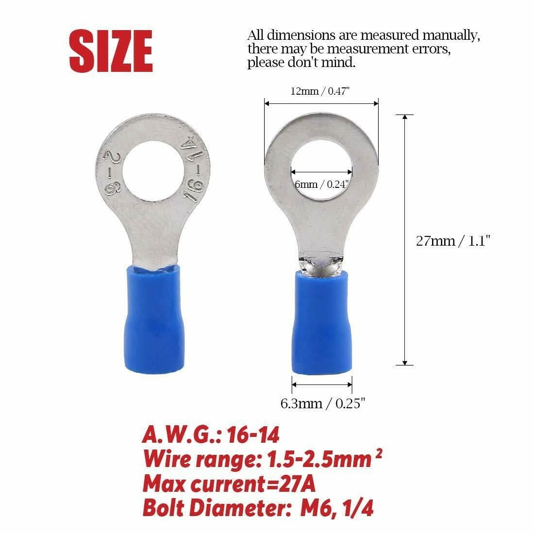 Ring Terminal Insulated (RV2-6) Blue
