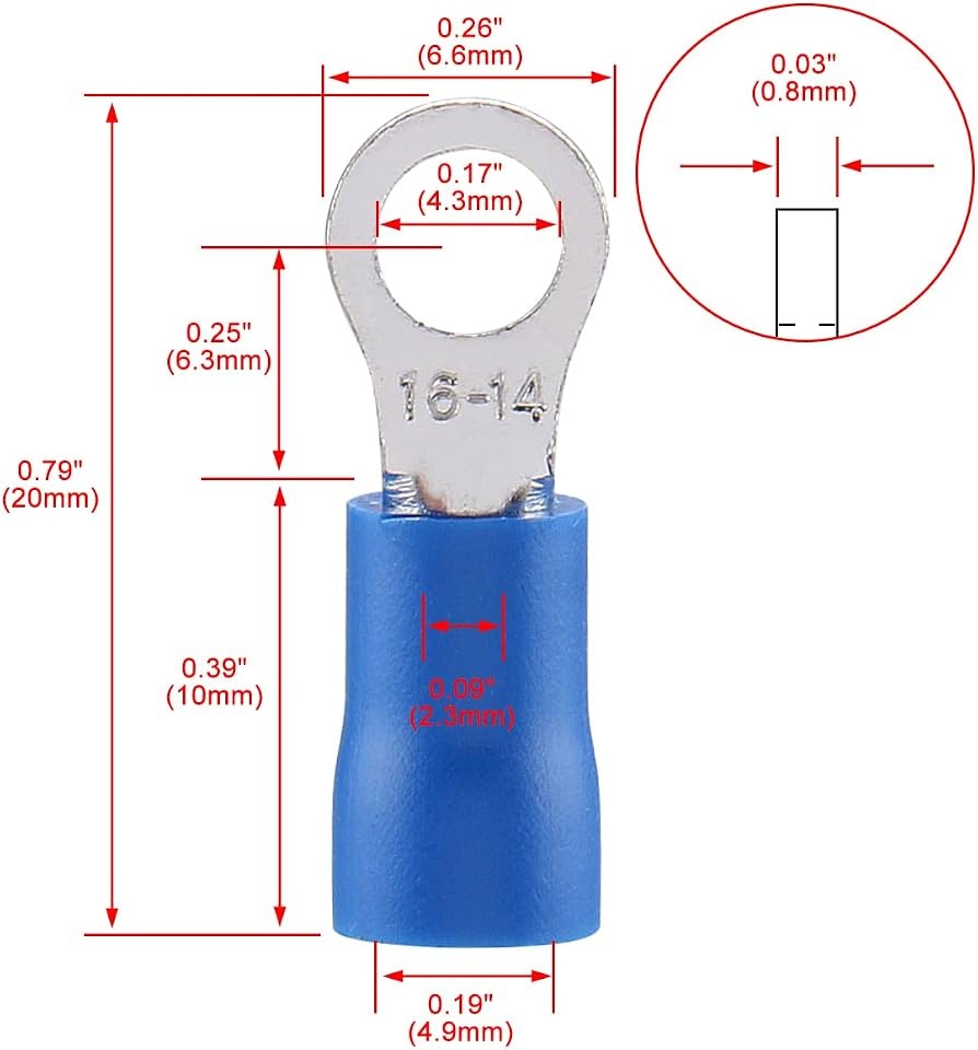 Ring Terminal Insulated (RV2-4) Blue