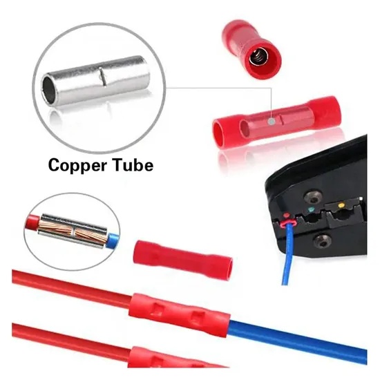 BV1 Insulated Crimp Terminal Red For Wires Straight Butt Connectors