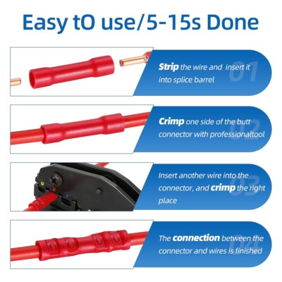 BV5.5 Insulated Crimp Terminal Yellow For Wires Straight Butt Connectors