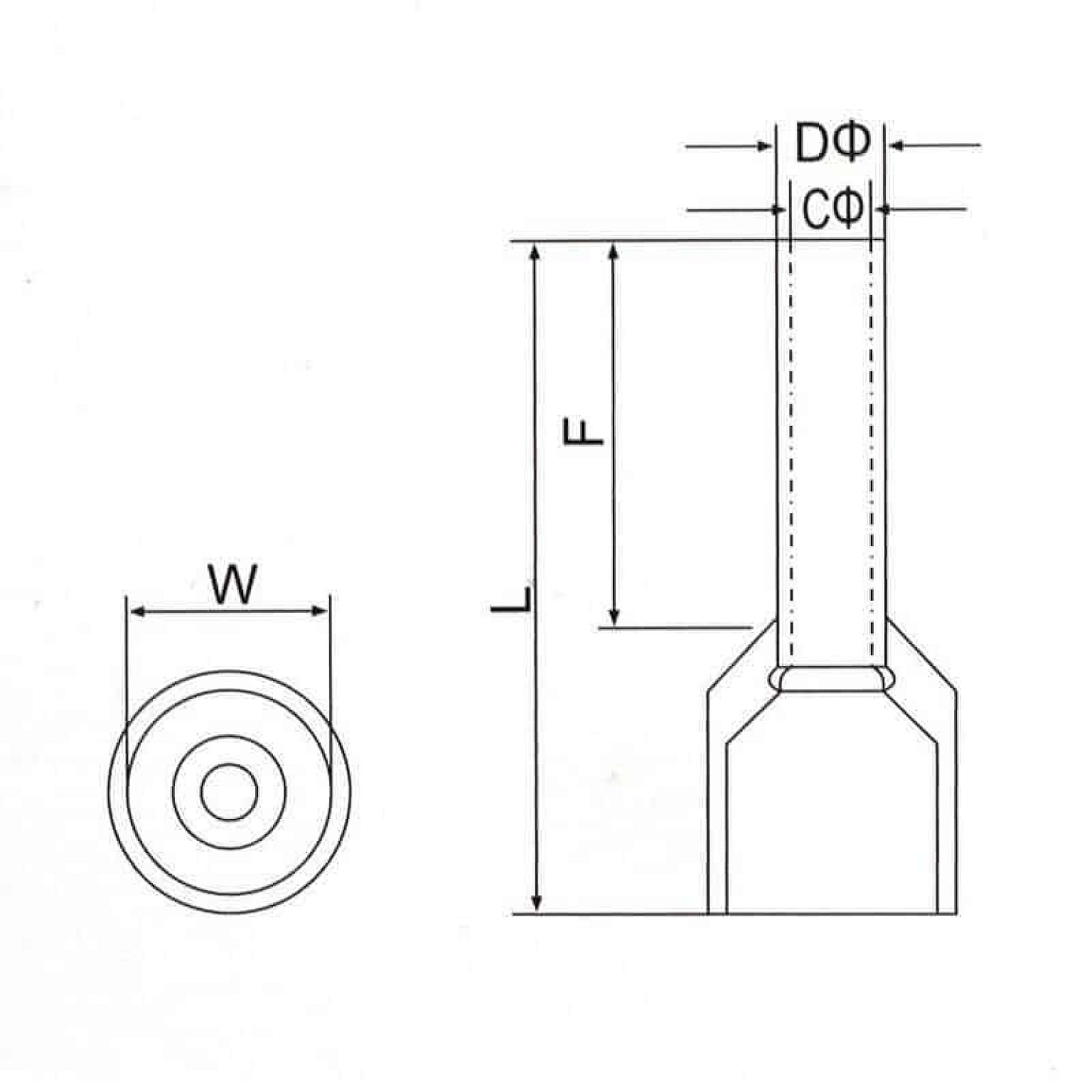 Ferrule Terminal Insulated (Tube type) TE2510 Gray