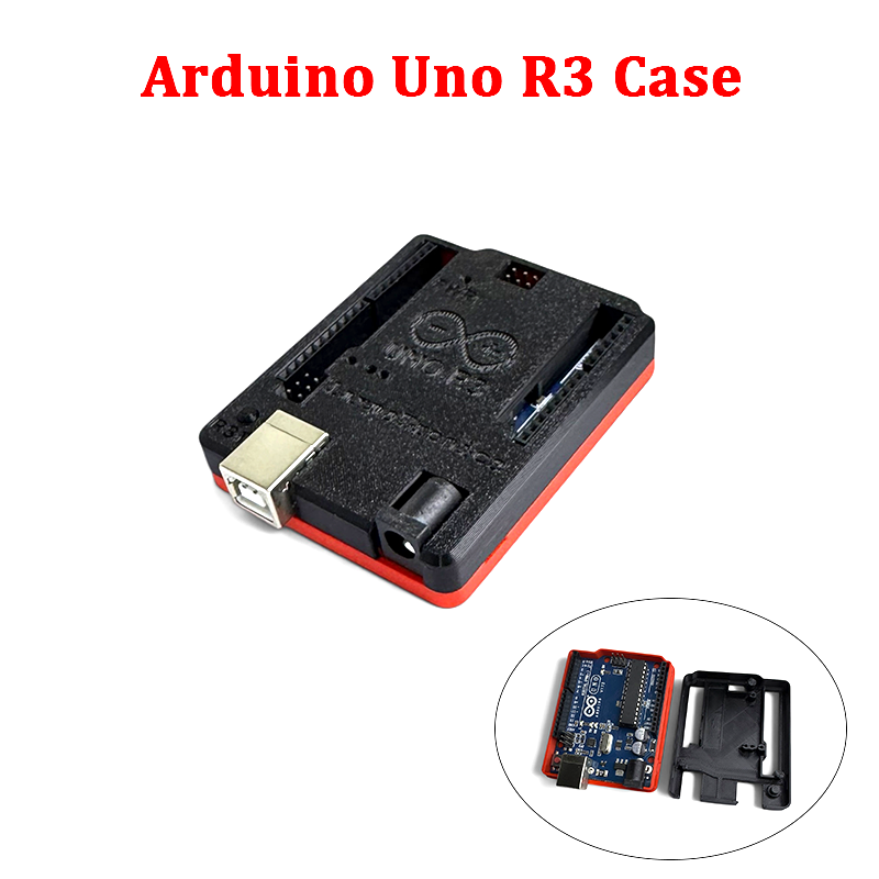 Arduino UNO R3 Plastic Case Snap-Fit (3D PLA+) Black and Orange
