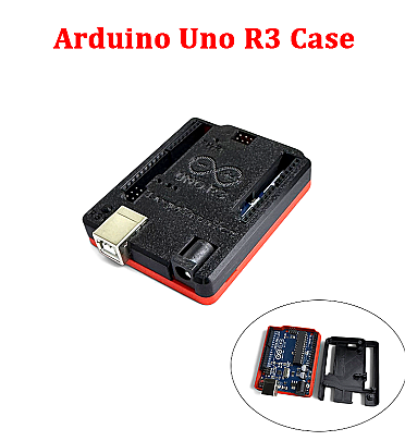 Arduino UNO R3 Plastic Case Snap-Fit (3D PLA+) Black and Orange