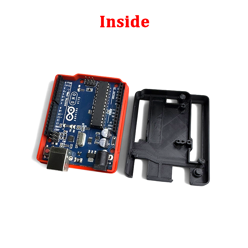 Arduino UNO R3 Plastic Case Snap-Fit (3D PLA+) Black and Orange