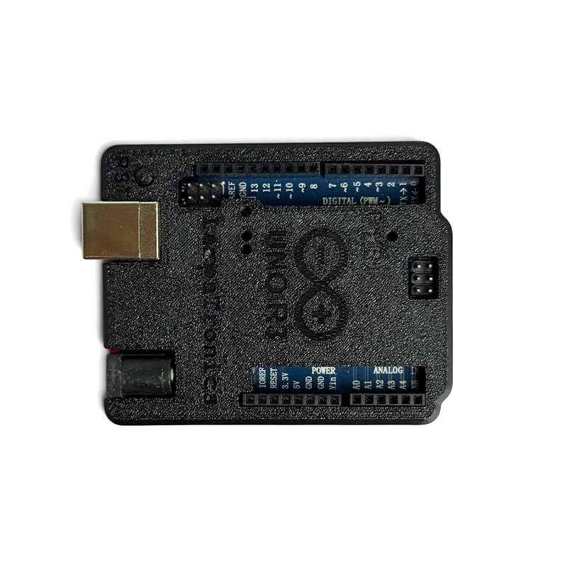 Arduino UNO R3 Plastic Case Snap-Fit (3D PLA+) Black and Orange