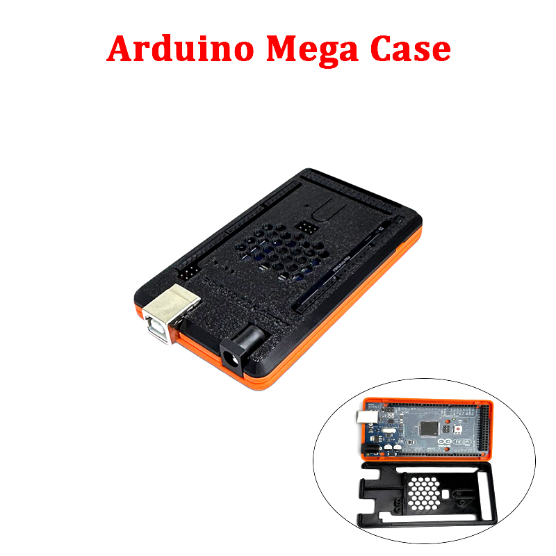 Arduino Mega Plastic Case Snap-Fit (3D PLA+) Black and Orange