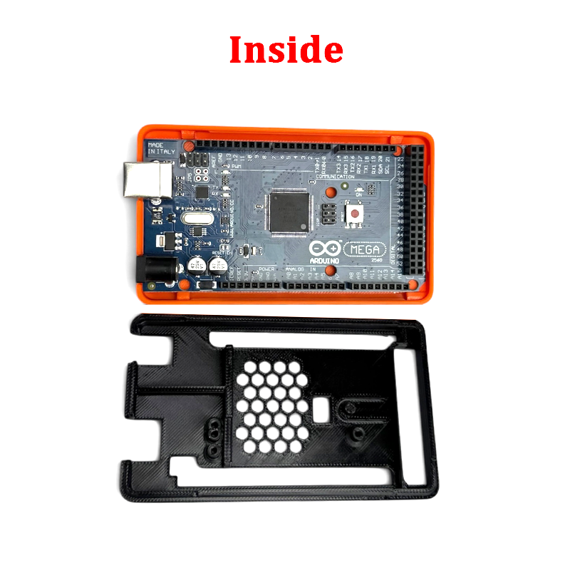 Arduino Mega Plastic Case Snap-Fit (3D PLA+) Black and Orange