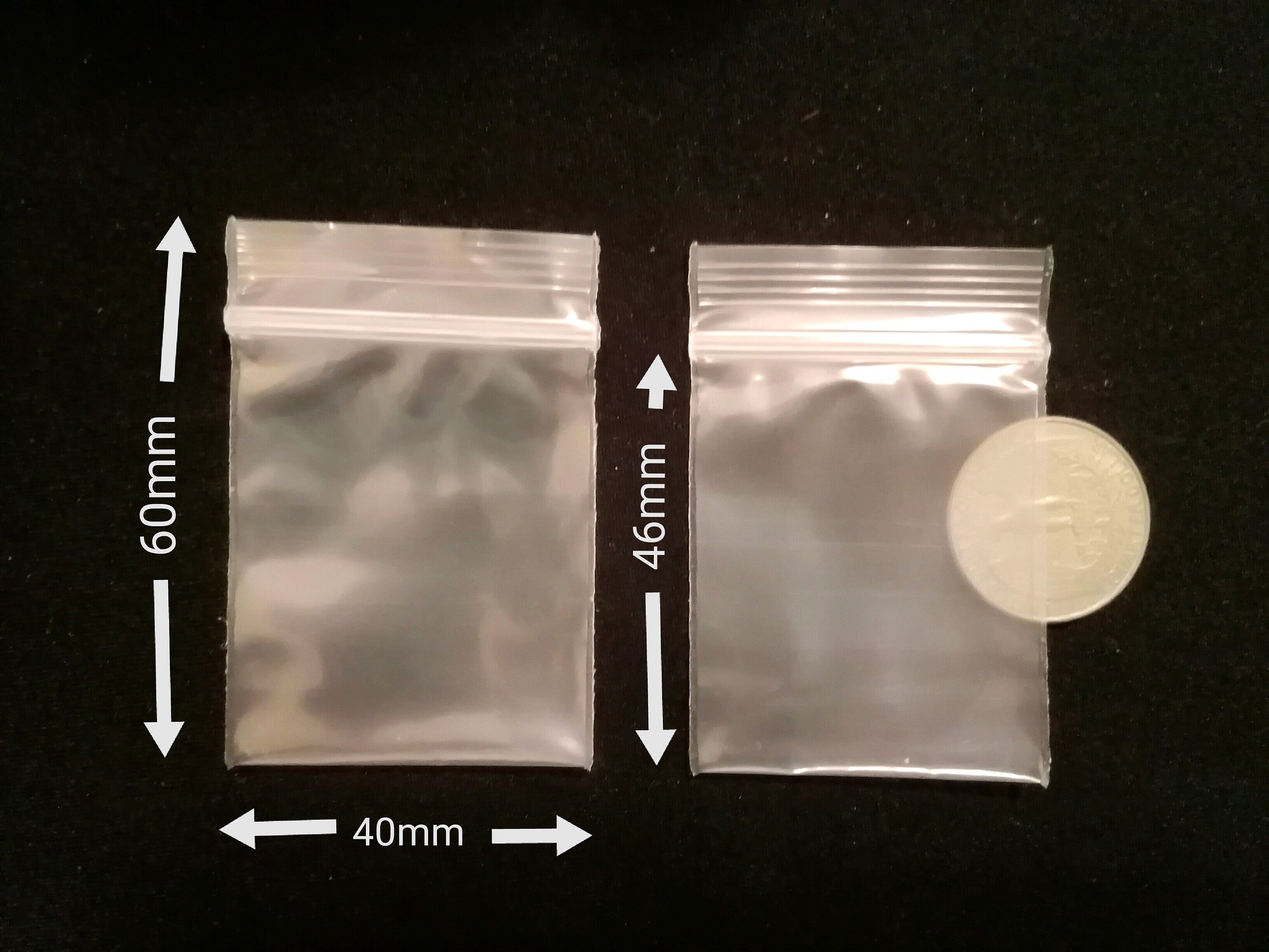 Zip lock Bags Reclosable Clear Poly Bag Size 6x4cm - 100Pcs