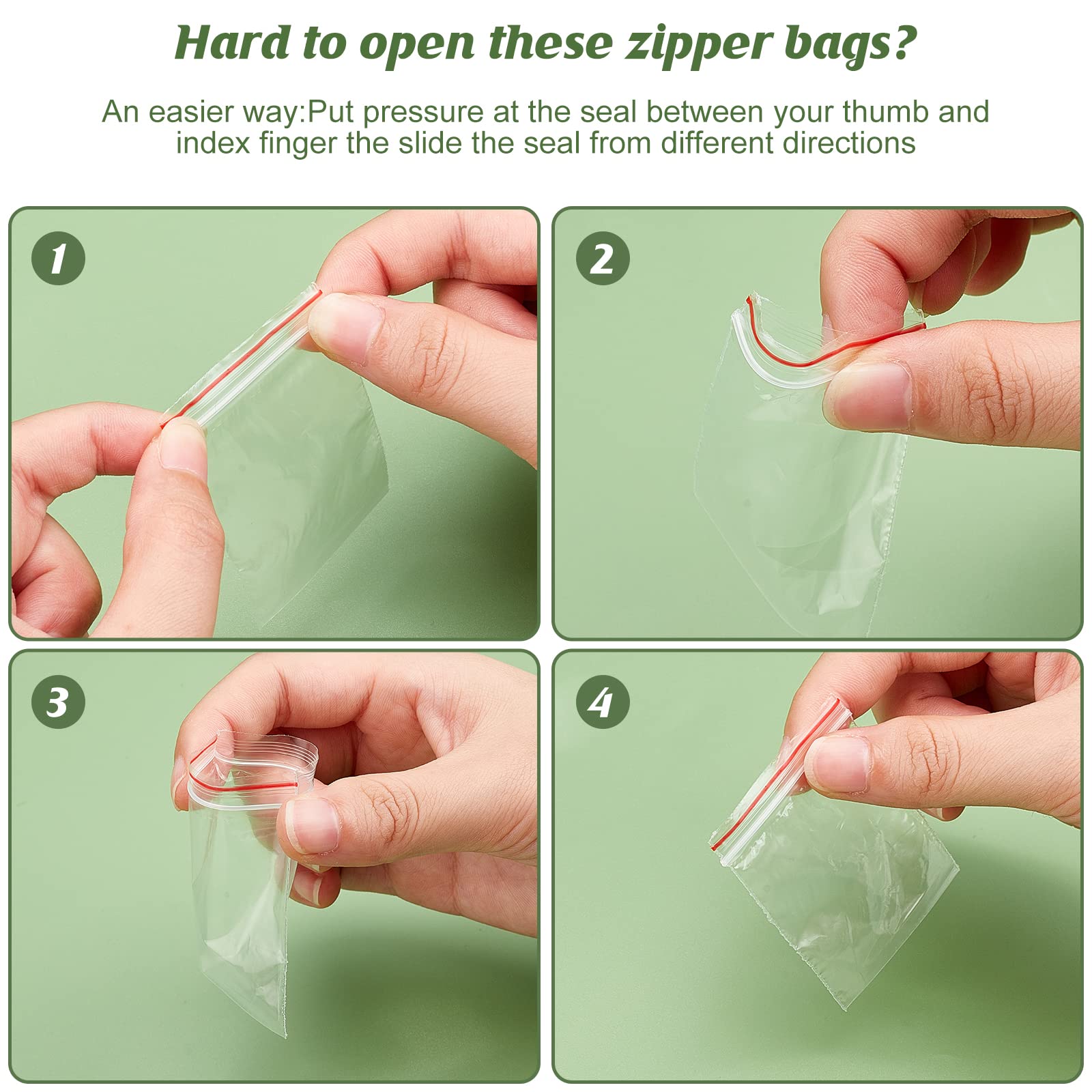 Zip lock Bags Reclosable Clear Poly Bag Size 10x6cm - 100Pcs