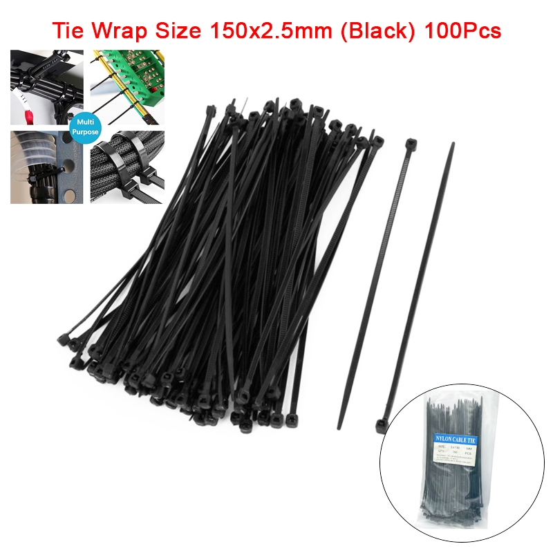 Tie Wrap Size 150x2.5mm (Black) 100Pcs
