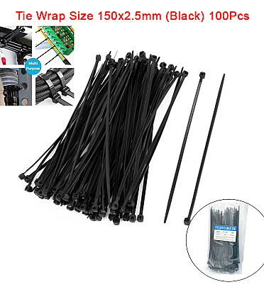 Tie Wrap Size 150x2.5mm (Black) 100Pcs