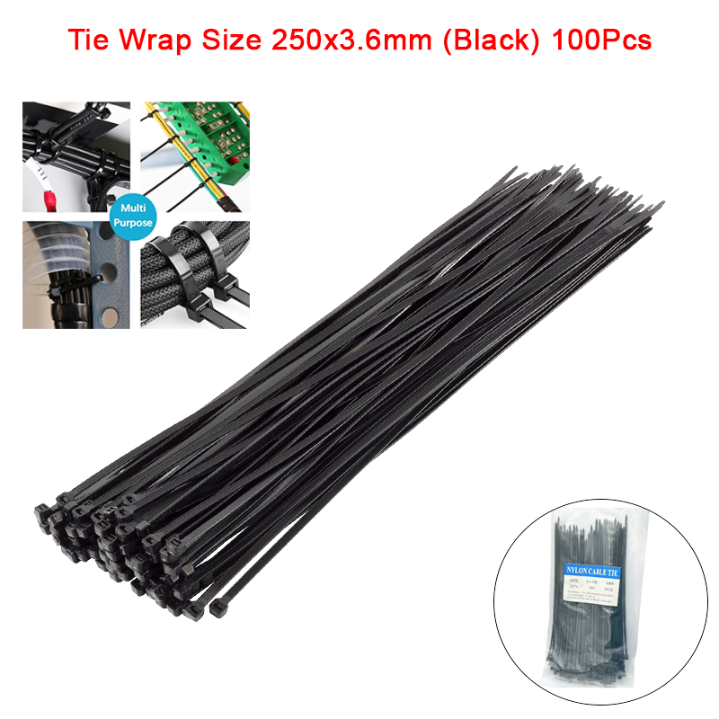 Tie Wrap Size 250x3.6mm (Black) 100Pcs