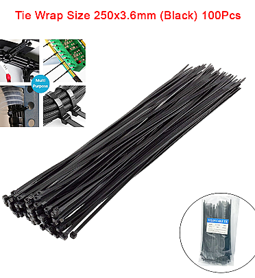 Tie Wrap Size 250x3.6mm (Black) 100Pcs