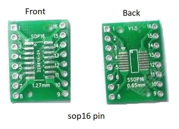 SMD Adapter PCB Board  SSOP/SOP TO DIP (SSop16 - 0.65mm)-(SOP16-1.27MM)