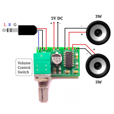 Mini Digital Amplifier Board Module (PAM8403) With Switch Potentiometer