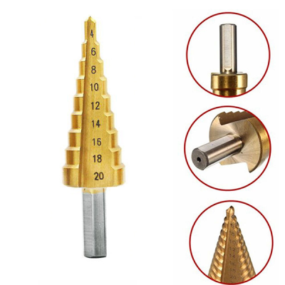 Hss Step Cone 4-20mm Taper Drill Metal Plastic Hole Cutter Metric Hex Shank Titanium