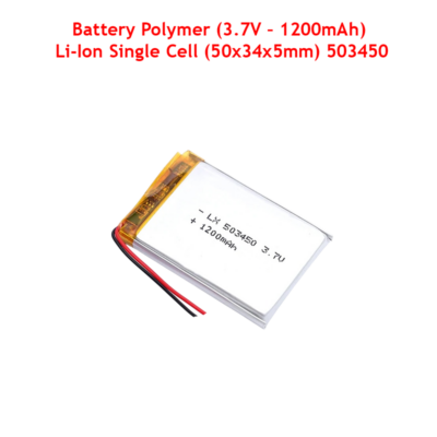 Battery Polymer (3.7V – 1200mAh) Li-Ion Single Cell (50x34x5mm) 503450