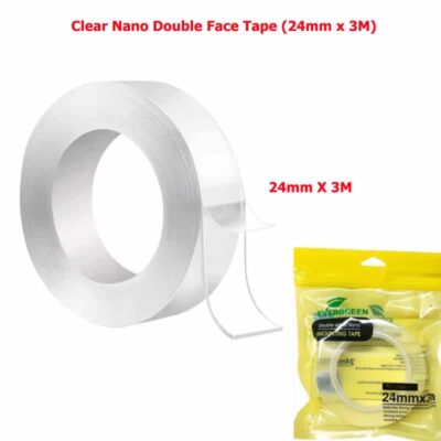 Evergreen Clear Nano Double Face Mounting Adhesive Tape Transparent (24mm Wide x 3M )