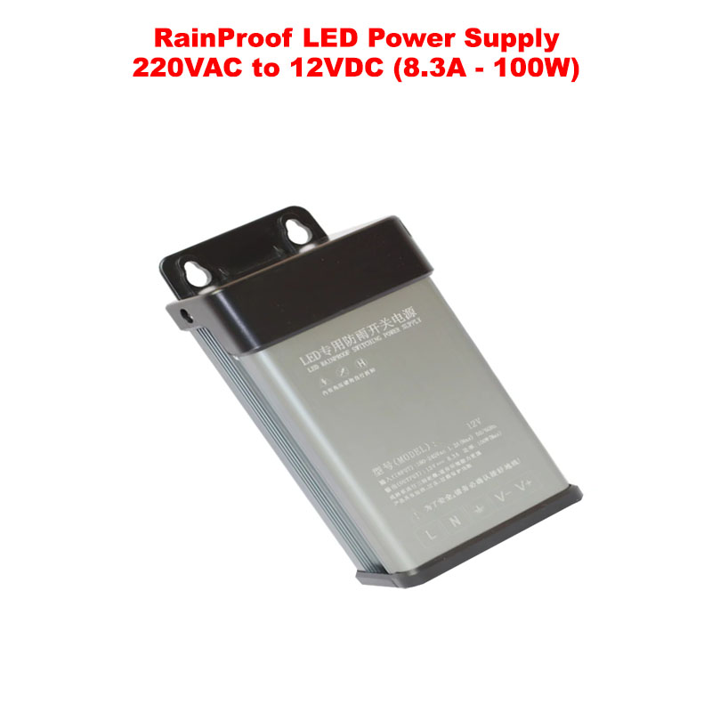 Rainproof LED Power Supply 220VAC to 12VDC (8.3A - 100W)