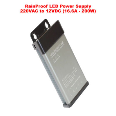Rainproof LED Power Supply 220VAC to 12VDC (16.6A – 200W)