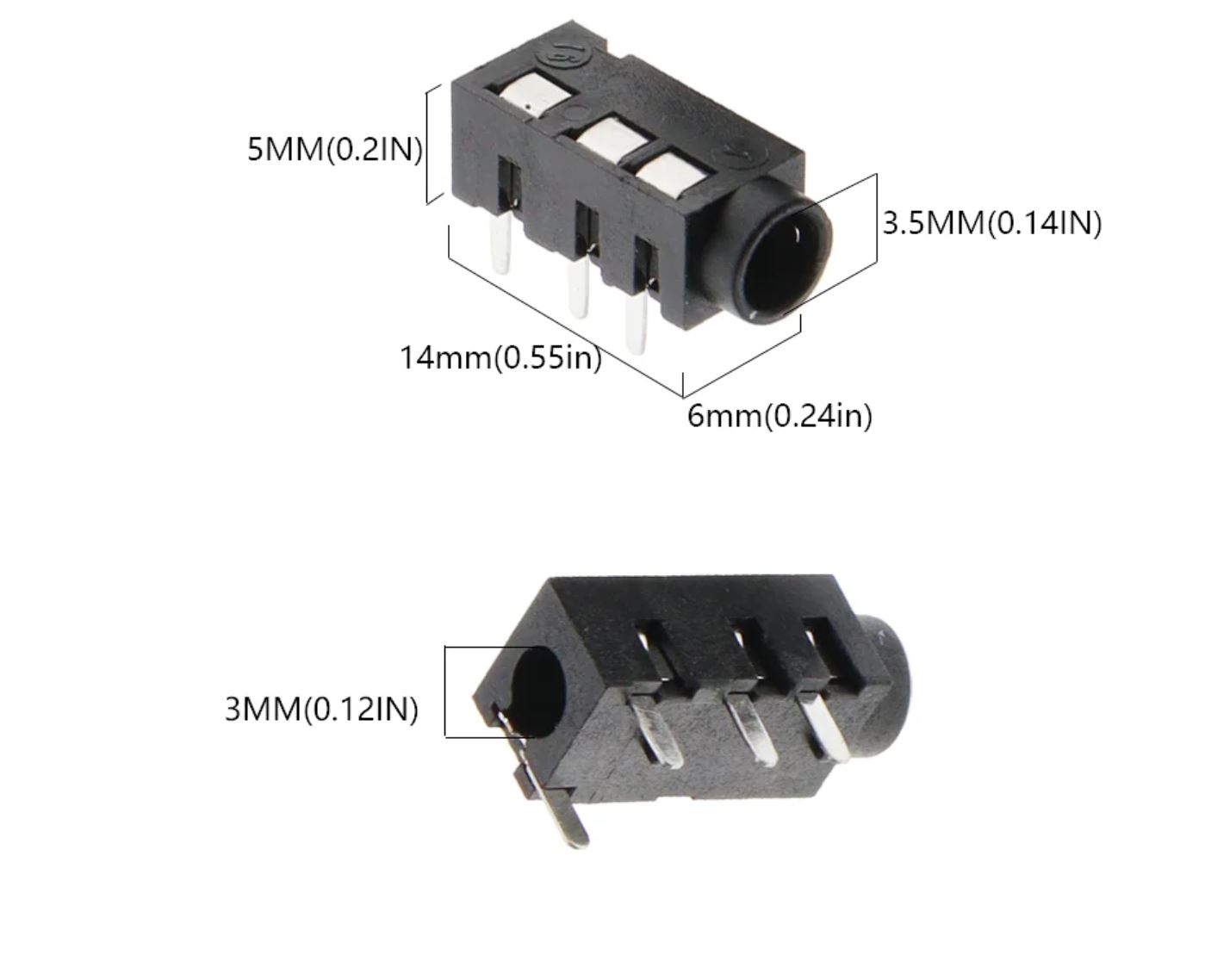 Audio Female Stereo Socket PJ-320 (4Pin - 3.5mm) - DIP - Image 2