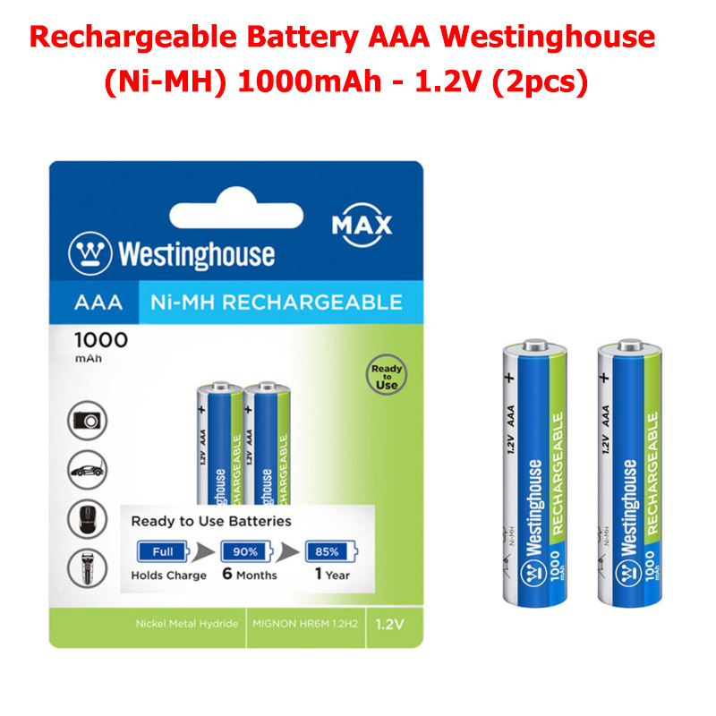 Rechargeable Battery AAA Westinghouse (Ni-MH) 1000mAh - 1.2V (2pcs)