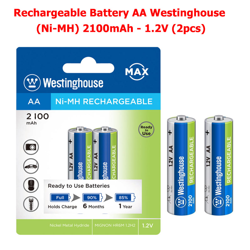 Rechargeable Battery AA Westinghouse (Ni-MH) 2100mAh - 1.2V (2pcs)