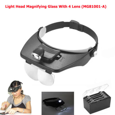 Light Head Magnifying Glass With 4 Lens (MG81001-A)