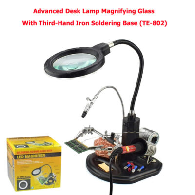 Advanced Desk Lamp Magnifying Glass With Third-Hand Iron Soldering Base (TE-802)