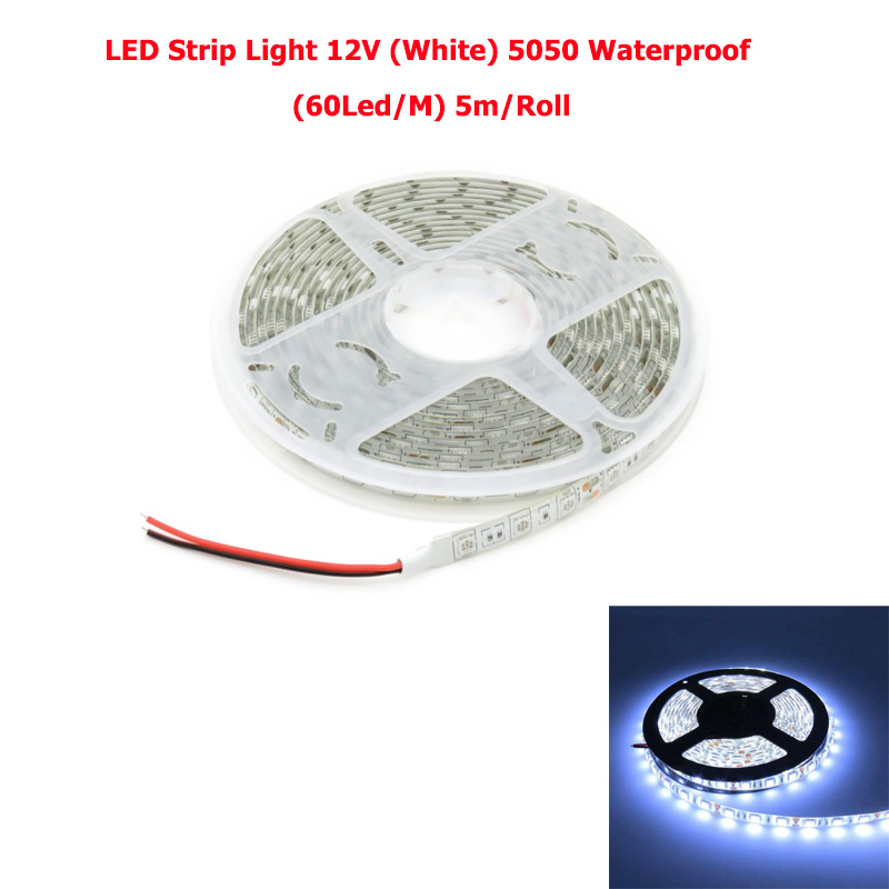 LED Strip Light 12V (White) 5050 Waterproof (60Led/M) 5m/Roll