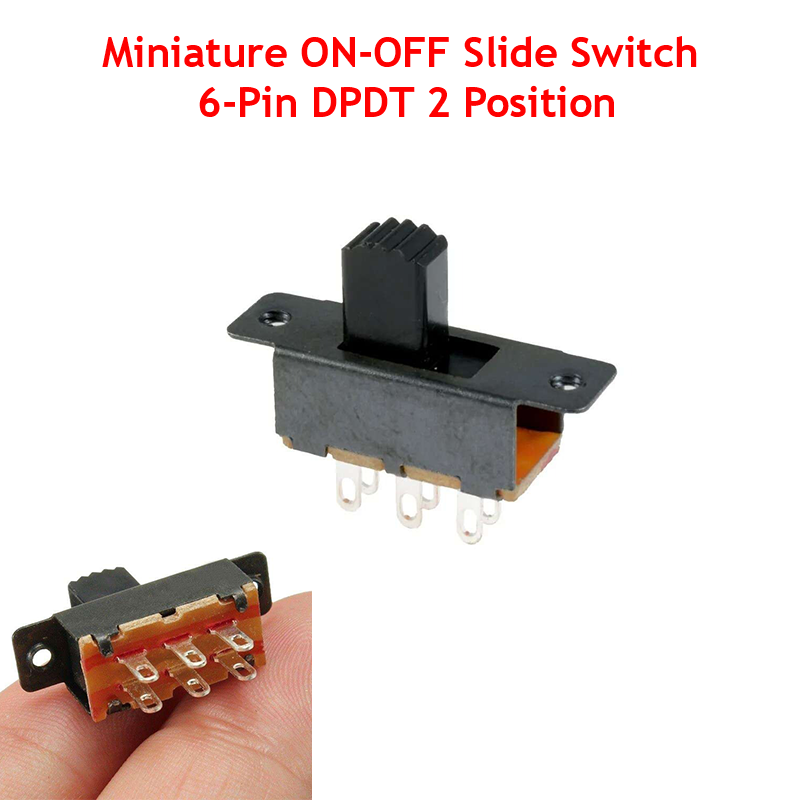 Miniature ON-OFF Slide Switch 6-Pin DPDT 2 Position