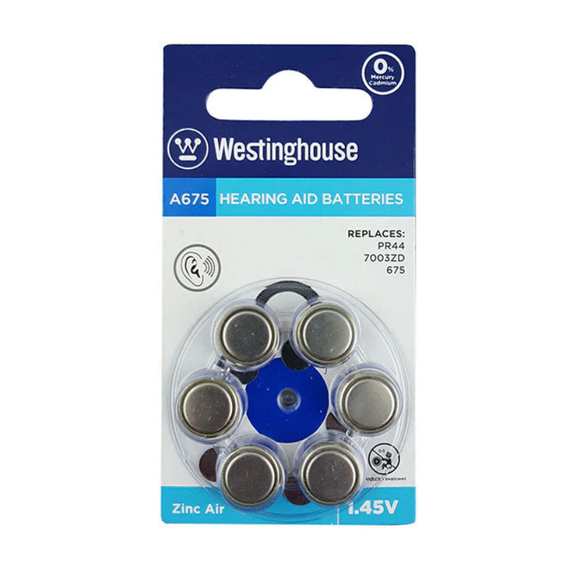 Westinghouse A675 Hearing Aid Battery 1.45V - Silver (6PCS)