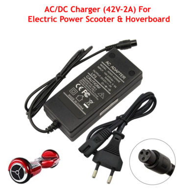 AC/DC Charger (42V-2A) For Electric Power Scooter & Hoverboard